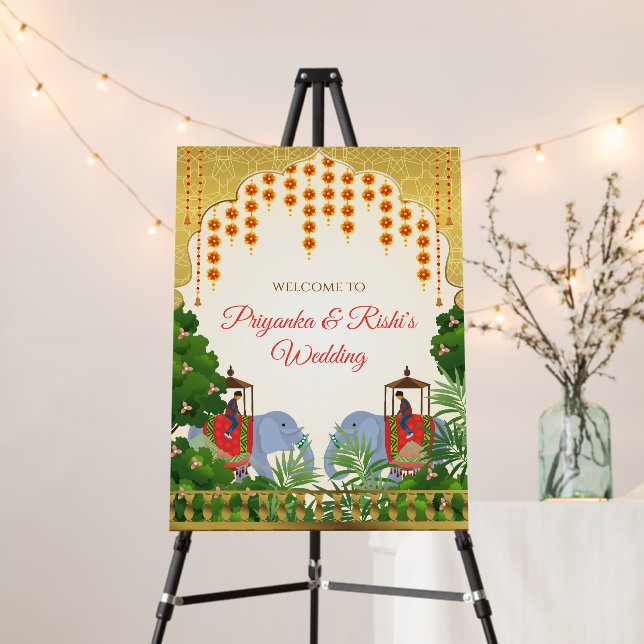 Indian Wedding decor Hindu Wedding Welcome signs (In Situ (Stand))