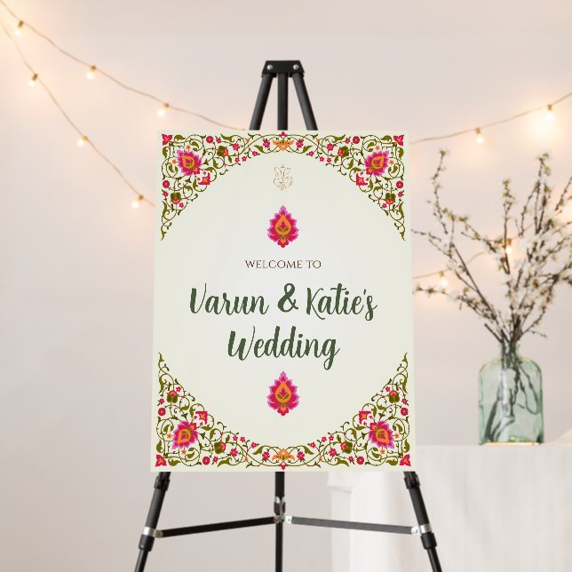 Indian Wedding decor & Indian Welcome Wedding sign (In Situ (Stand))