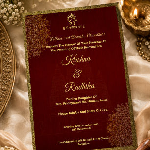 Indian wedding elegant Ganesha  Announcement