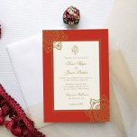 Indian Wedding Ganesh Red & Gold Mandala   Invitation<br><div class="desc">Traditional Elegant red and gold mandala pattern Indian wedding Invitation with Ganesh.</div>