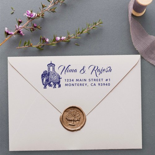 Indian Wedding Ganesha Elephant Retrun Address Self_inking Stamp