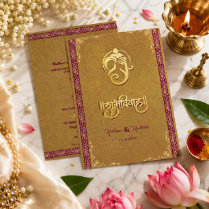 Indian wedding Ganesha luxury hindu invitation