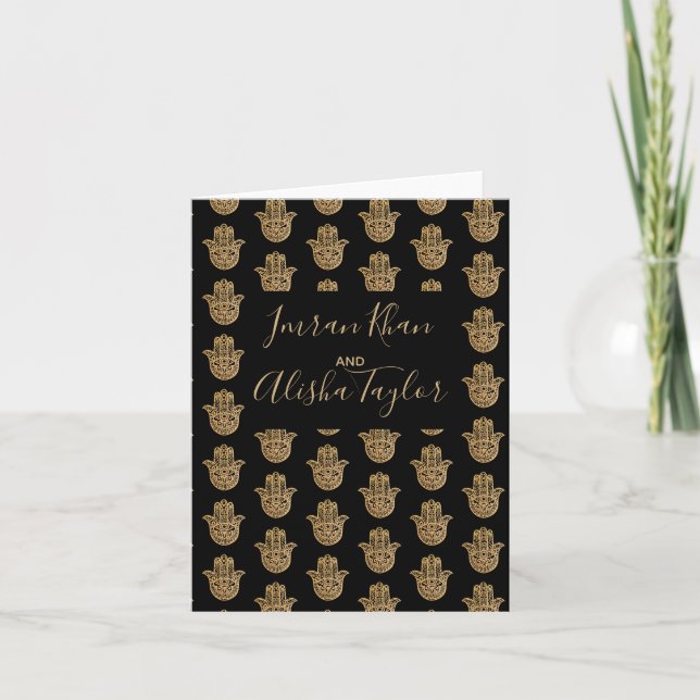 Indian Wedding Gold hamsa Henna Announcement (Front)