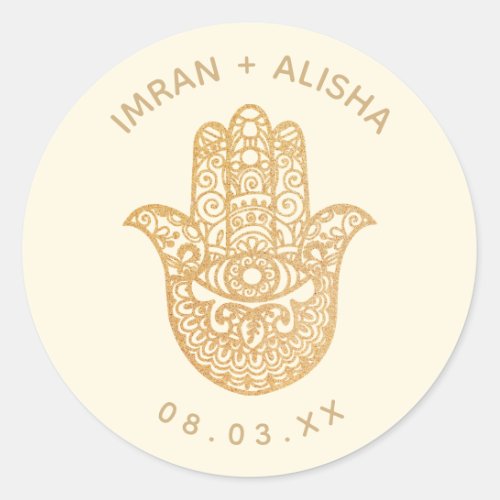 Indian Wedding Gold hamsa Henna Enveloppe Seal