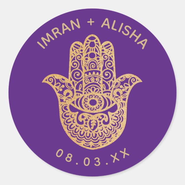 Indian Wedding Gold hamsa Henna Enveloppe Seal (Front)