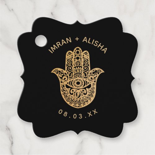 Indian Wedding Gold hamsa Henna Enveloppe Seal Fav Favor Tags