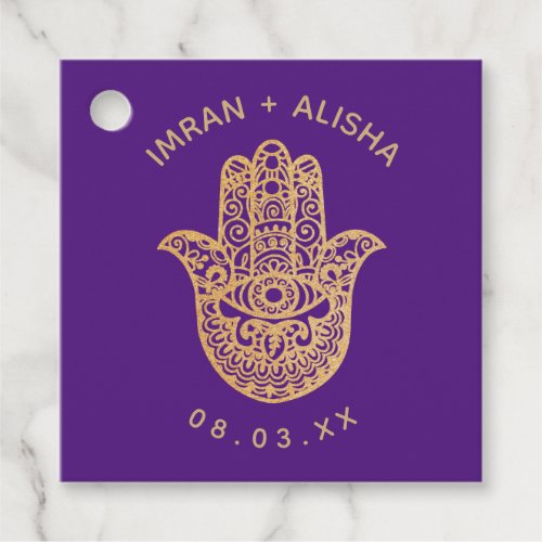 Indian Wedding Gold hamsa Henna Enveloppe Seal Favor Tags