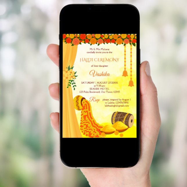 Indian wedding haldi ceremony invitation (Front Digital)