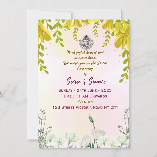 Indian Wedding Haldi Ceremony Invitations  (Front)