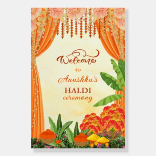 Indian Wedding Haldi Welcome Sign Board