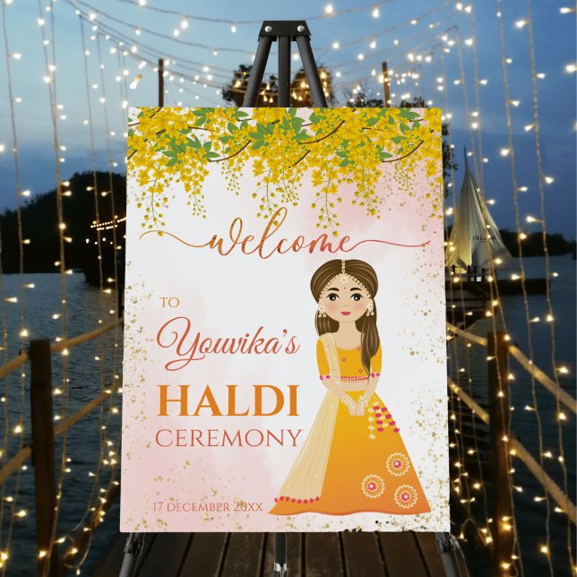 Indian wedding Haldi yellow hanging flowers Foam Board (Creator Uploaded)