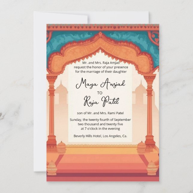 Indian Wedding India Architecture Frame Invitation (Front)