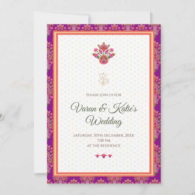 Indian Wedding invitation as Hindu invitation (Front)