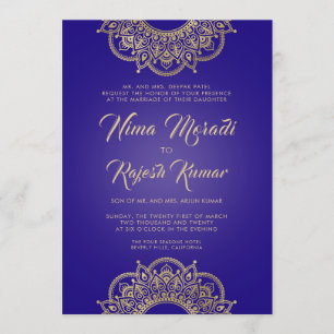 Indian Wedding Invitation, Purple, Gold, Mandala Invitation