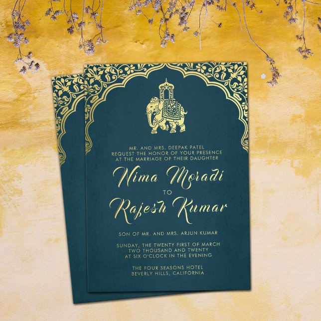 Indian Wedding Invitation Red Gold Ganesha  Foil Invitation (Creator Uploaded)