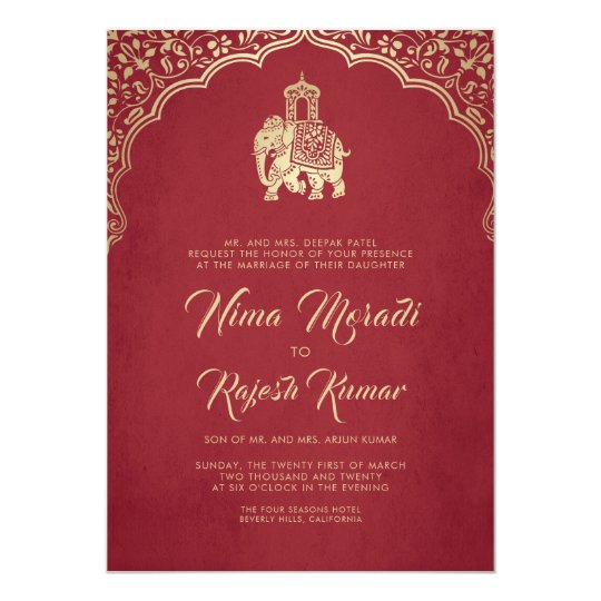 Indian Wedding Invitation, Red, Gold, Ganesha Invitation ...