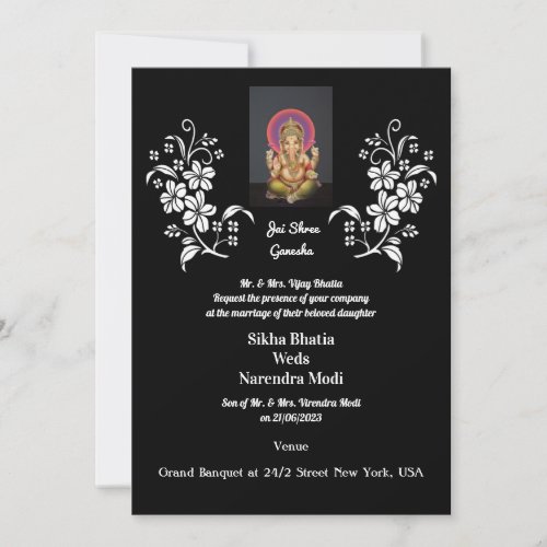 Indian Wedding Invitation with auspicious Ganesha