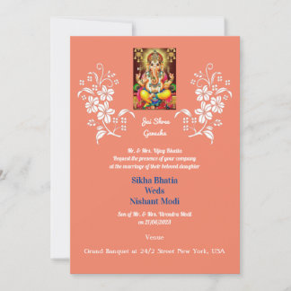 Indian Wedding Invitation with auspicious Ganesha