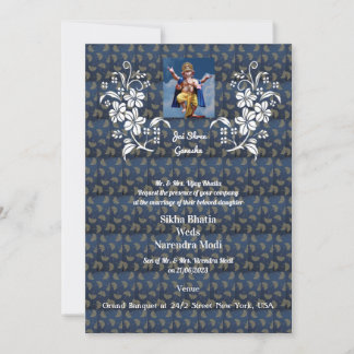 Indian Wedding Invitation with auspicious Ganesha