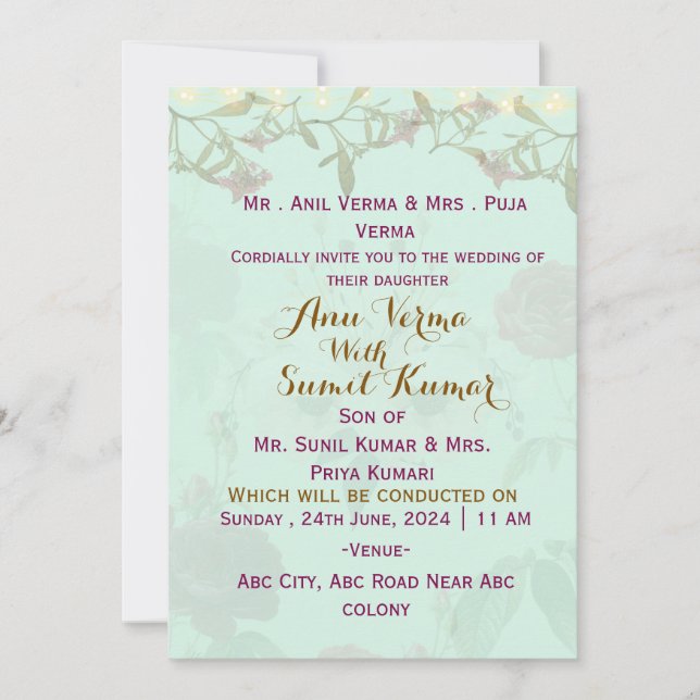 Indian Wedding Invitations  (Front)