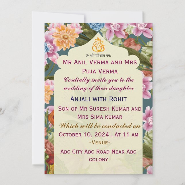 Indian Wedding Invitations  (Front)
