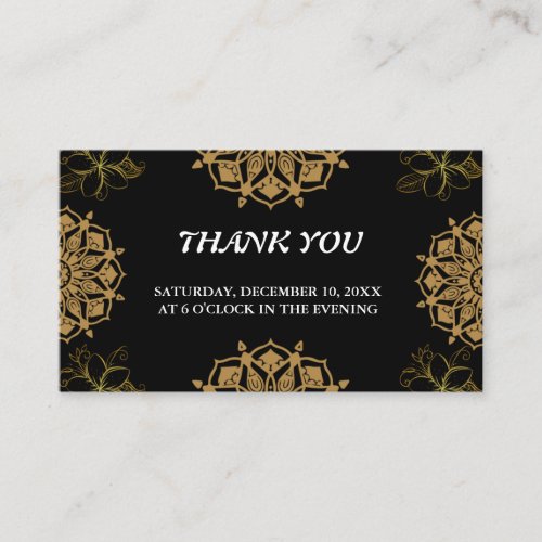 Indian Wedding Invite Damask Gold Winter Black