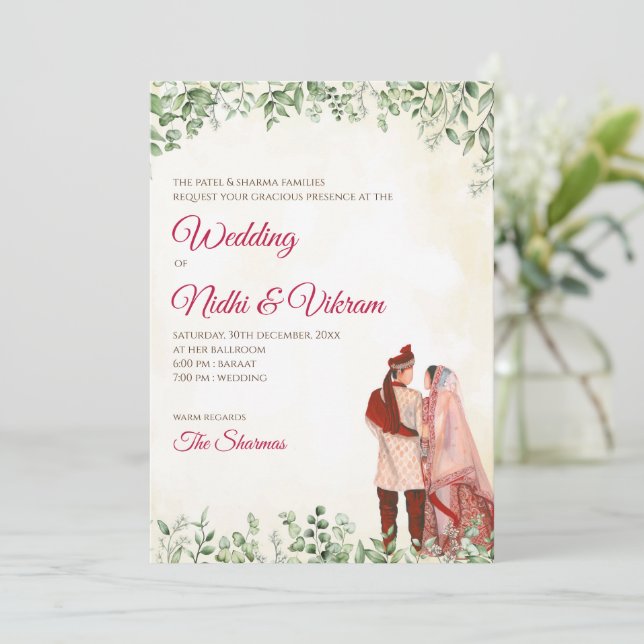 Indian wedding invites & Hindu wedding cards (Standing Front)