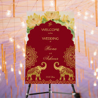 Indian wedding maroon gold elephant lotus