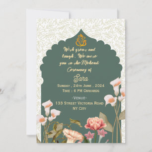 Indian Wedding Mehendi Ceremony Invitations
