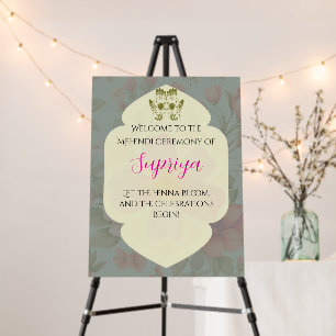 Indian Wedding Mehendi Ceremony Welcome Sign