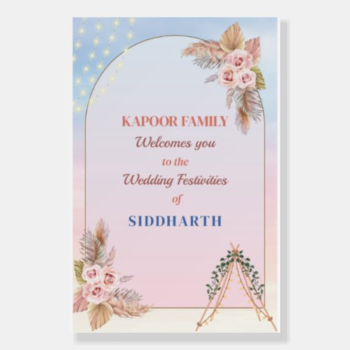 Indian Wedding Mehendi Welcome Sign Board