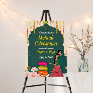Indian Wedding Mehndi Celebration Welcome Foam Board