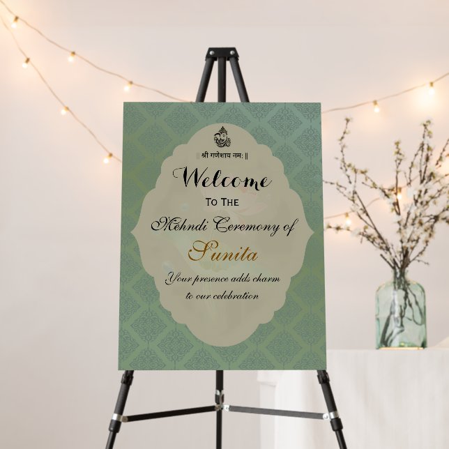 Indian Wedding Mehndi Ceremony Welcome Sign (In Situ (Stand))