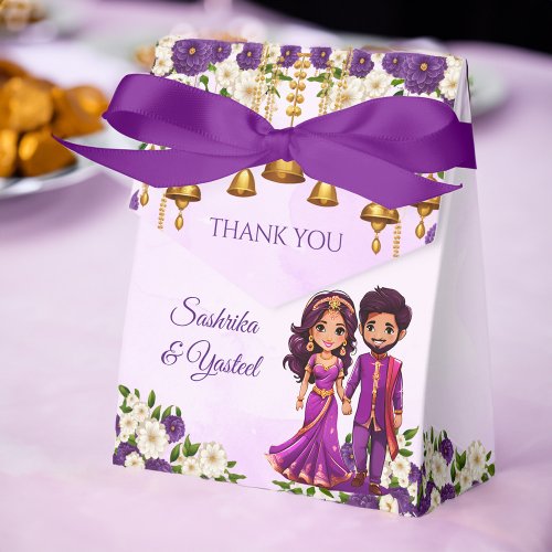 Indian wedding Mehndi purple cute bridal couple  Favor Boxes