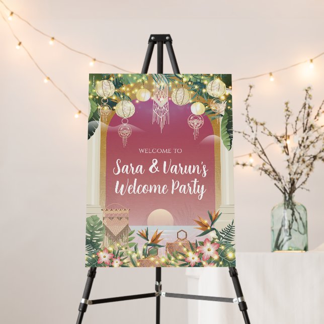 Indian Wedding Party Welcome sign as Indian Party (In Situ (Stand))