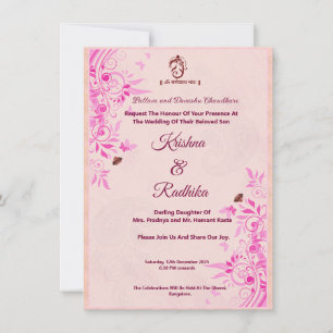 Indian wedding Pink Ganesha Announcement