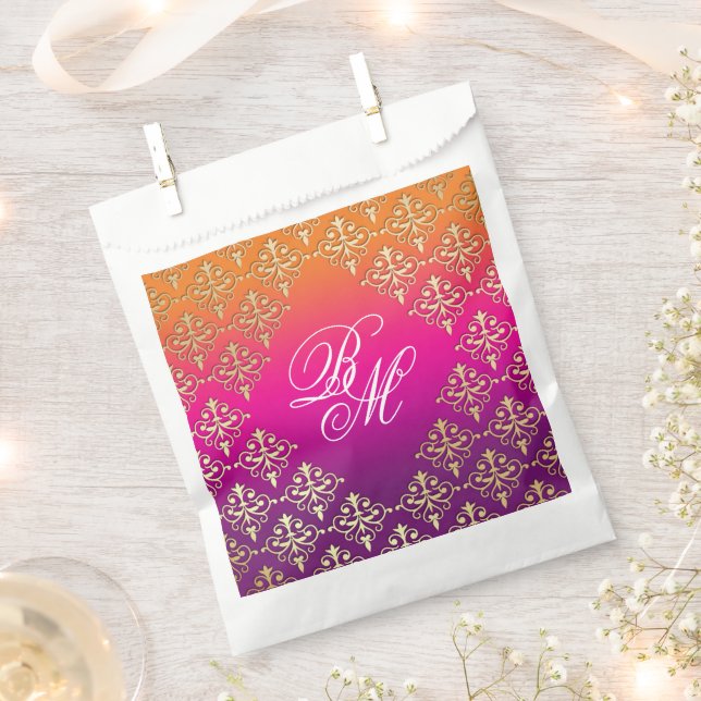 Indian Wedding Pink Purple Orange  Favor Bag (Clipped)