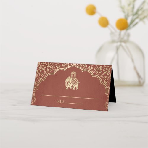 Indian Wedding Place Card Faux Gold Foil