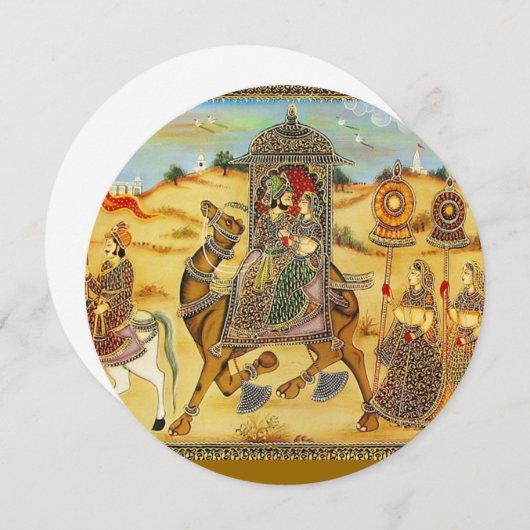 Indian wedding procession on camels (Front/Back)