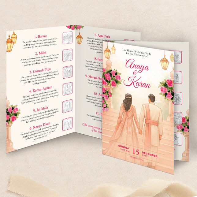 Indian Wedding Program Guide Hindu Ceremony Shaadi Flyer (Elegant Indian Wedding Program Hindu Ceremony Guid Flyer)