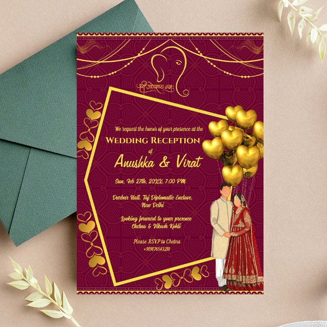 Indian Wedding Reception  Invitation (Creator Uploaded)