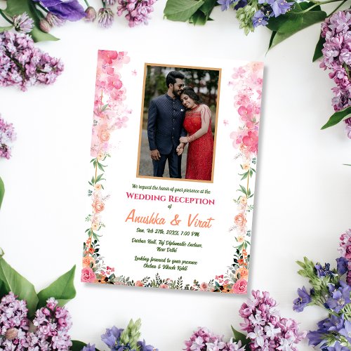 Indian Wedding Reception Personalizable Image Invitation