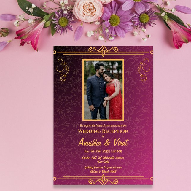 Indian Wedding Reception Personalizable Image Invitation (Creator Uploaded)