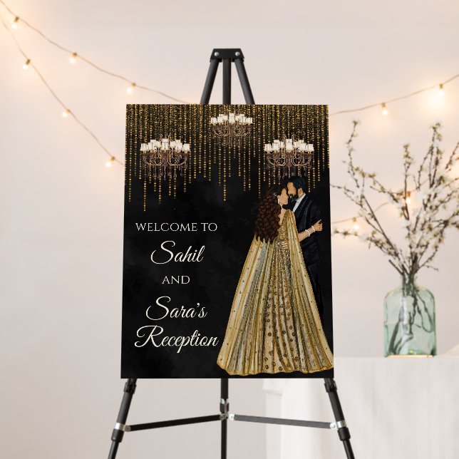 Indian Wedding Reception welcome sign (In Situ (Stand))