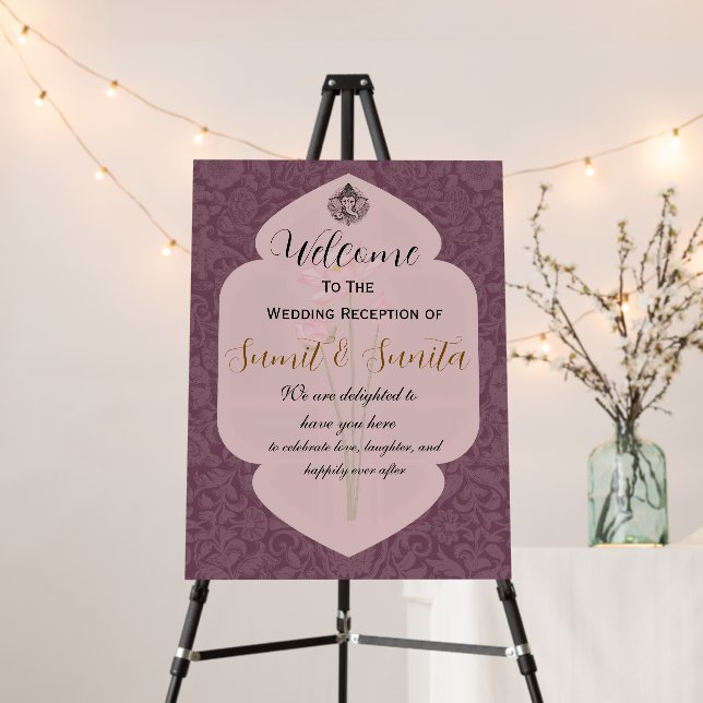 Indian Wedding Reception Welcome Sign (In Situ (Stand))