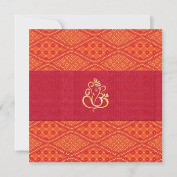 Indian Wedding Red And Orange Batik Pattern Invitation by PineAndBerry at Zazzle