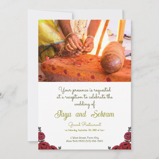 Indian Wedding Rose Floral Theme Invitation (Front)