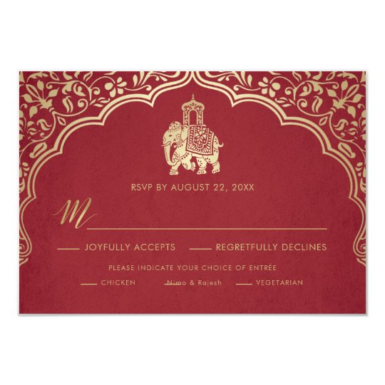 Indian Wedding Rsvp Card White And Gold Invitation Zazzle Com