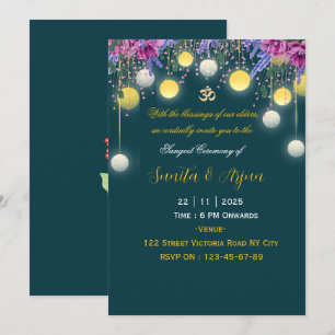 Indian Wedding Sangeet Night Invitation Card