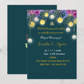 Indian Wedding Sangeet Night Invitation Card